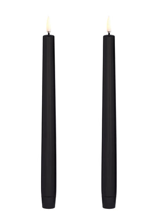 Uyuni Taper LED dinerkaars wax - 2 stuks zwart 25cm