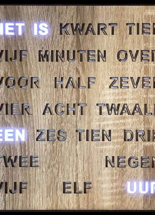 AMS woordklok nederlands 40cm / wandklok - hout