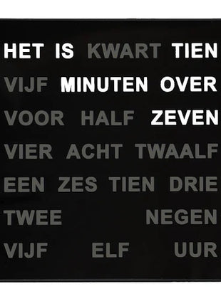AMS woordklok nederlands 40cm - zwart