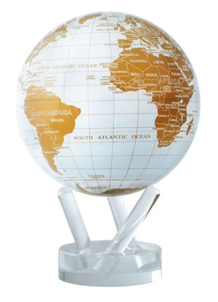 Mova Globes wereldbol wit / goud zonne-energie 15cm