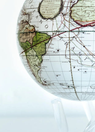 Mova Globes wereldbol antiek terrestrial wit 11.5 cm zonne-energie