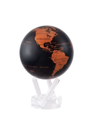 Mova Globes wereldbol zwart / koper draaiend zonne-energie