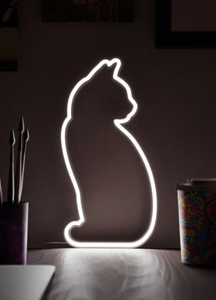 Mustard Cat Light Sitting - kat Upright zittend  LED neon lamp