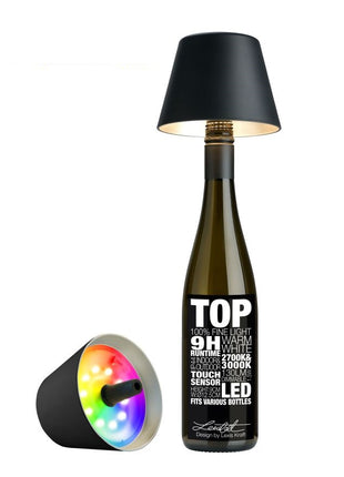 Sompex Top 2.0 flessenlamp wijnfles olijfoliefles accu traploos dimbaar led multi colour zwart 72520