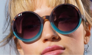 OKKIA Monica Round zonnebril XXL havana blauw modieuze bril OK014