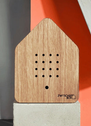 relaxound zwitscherbox wood hout eiken oak vogelhuisje sensor beweging 