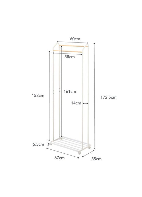 Yamazaki Tower Kledingrek op wielen Wit 386633
