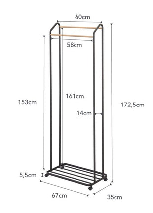 386634 Yamazaki Tower Kledingrek op wielen Zwart 