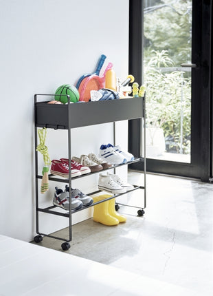 397491 Yamazaki Tower Opbergtrolley met bak - Zwart
