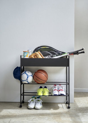 397491 Yamazaki Tower Opbergtrolley met bak - Zwart