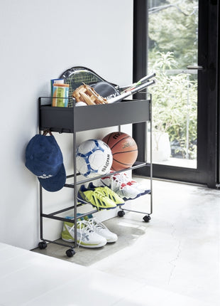 397491 Yamazaki Tower Opbergtrolley met bak - Zwart
