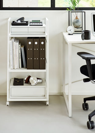 397673 Yamazaki Tower Opbergtrolley 3-laags semi gesloten - Wit