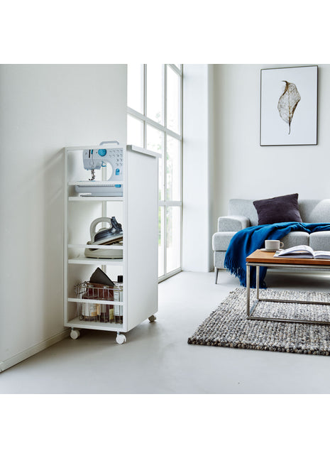 397673 Yamazaki Tower Opbergtrolley 3-laags semi gesloten - Wit