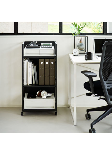 397674 Yamazaki Tower Opbergtrolley 3-laags semi gesloten trolley - Zwart