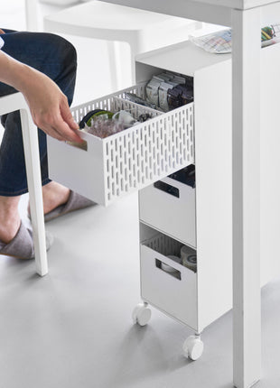 Yamazaki Tower Opbergmanden op wielen 3-laags - Wit