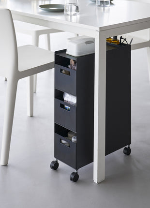 Yamazaki Tower Opbergtrolley op wielen 3-laags - Zwart