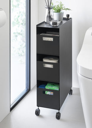 Yamazaki Tower Opbergtrolley op wielen 3-laags - Zwart
