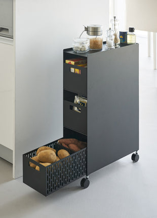 397692 Yamazaki Tower Opbergtrolley op wielen 3-laags - Zwart
