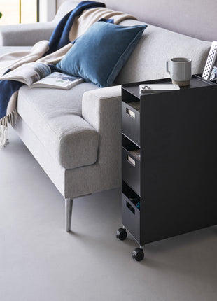 397692 Yamazaki Tower Opbergtrolley op wielen 3-laags - Zwart