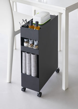 Yamazaki Tower Opbergtrolley op wielen 3-laags - Zwart