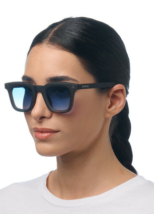 OK068B3H-BL Okkia Firenze dames zonnebril zwart havana, blauwe glazen