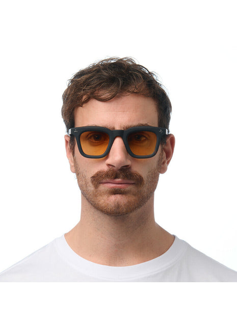 Okkia Firenze unisex zonnebril zwart havana, gele glazen