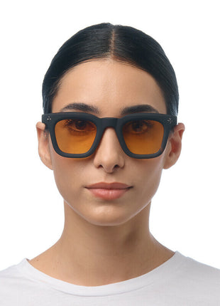OK068B3H-YE Okkia Firenze dames zonnebril zwart havana, gele glazen