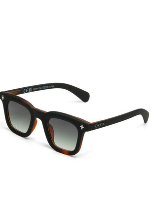 OK068B3H-GR Okkia Firenze unisex zonnebril zwart havana, groene glazen