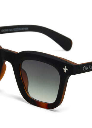 OK068B3H-GR Okkia Firenze unisex zonnebril zwart havana, groene glazen