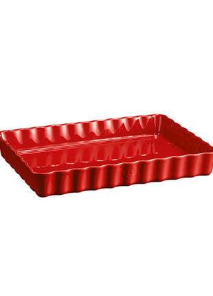 Emile Henry Taartvorm diep rechthoekig Grand Cru rood 34x24