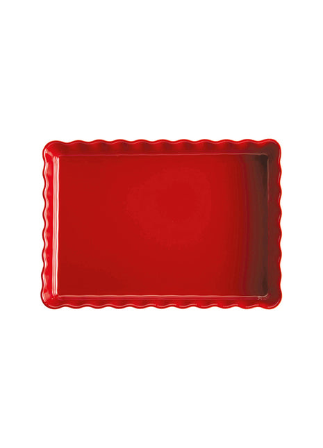 Emile Henry Taartvorm diep rechthoekig Grand Cru rood 34x24