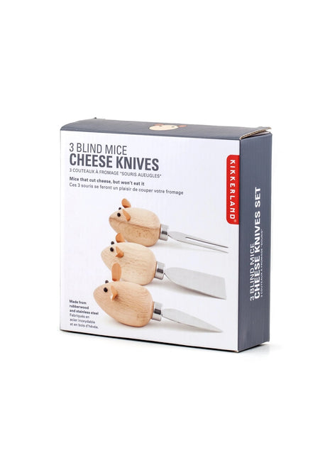 CHS08 Kikkerland Muis houten kaasmes set