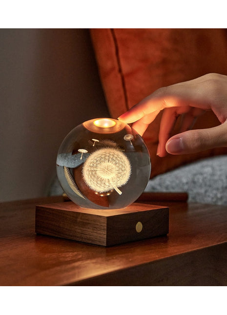 G025DL Gingko Design Amber Crystal Light 3D laser paardebloem / dandelion