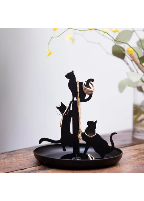 JK14 Kikkerland Cats sieradenstandaard kat zwart