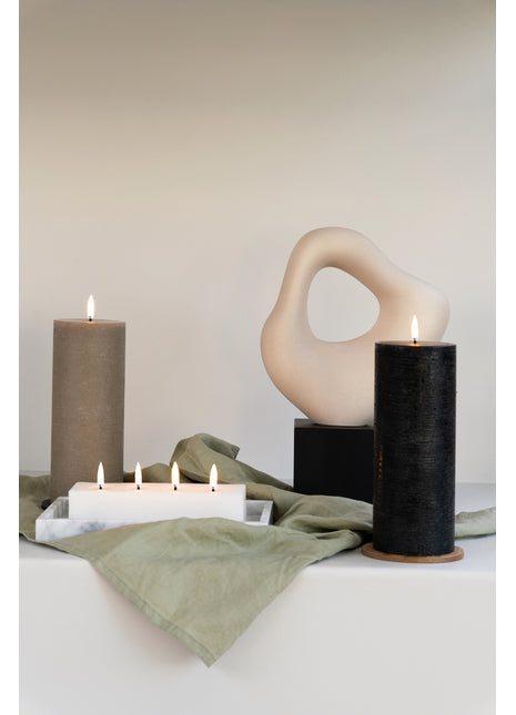 Uyuni Pillar LED blok kaars melted forest zwart 7.8x20