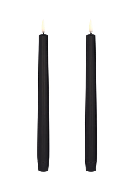 Uyuni Taper LED dinerkaars wax - 2 stuks zwart 25cm