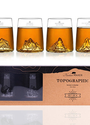 Alaskan Maker Topographic bergen shot glaasje set 4 stuks