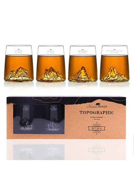 Alaskan Maker Topographic bergen shot glaasje set 4 stuks