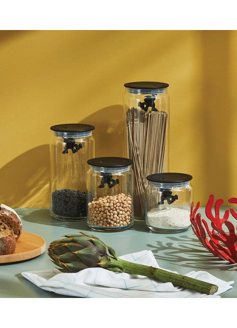 Alessi Gianni glazen voorraadpot zwart 