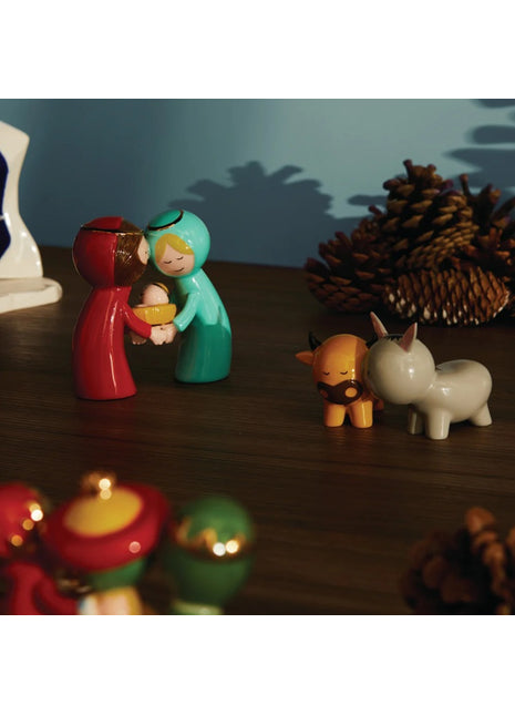 Alessi Kerst - kerstbeeldje - Jozef / Maria ezel & os 2-delig