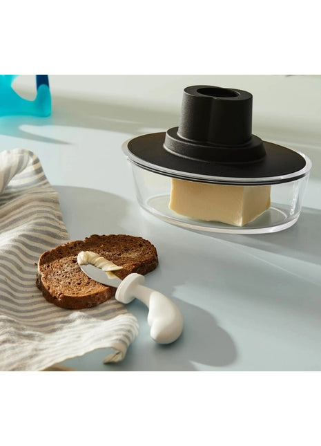 Alessi Ship Shape botervloot met mesje - zwart