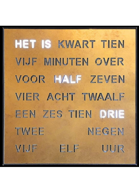 T1271NL intertime woordklok nederlands 40cm / wandklok - goud