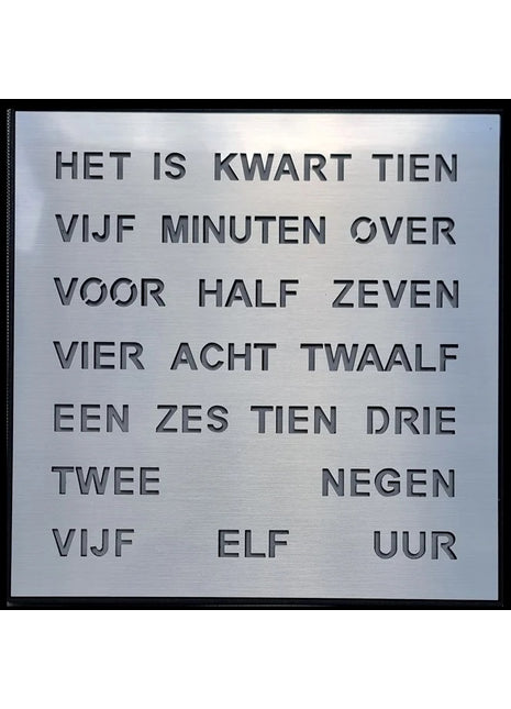 Intertime woordklok nederlands 40cm / wandklok - zilver