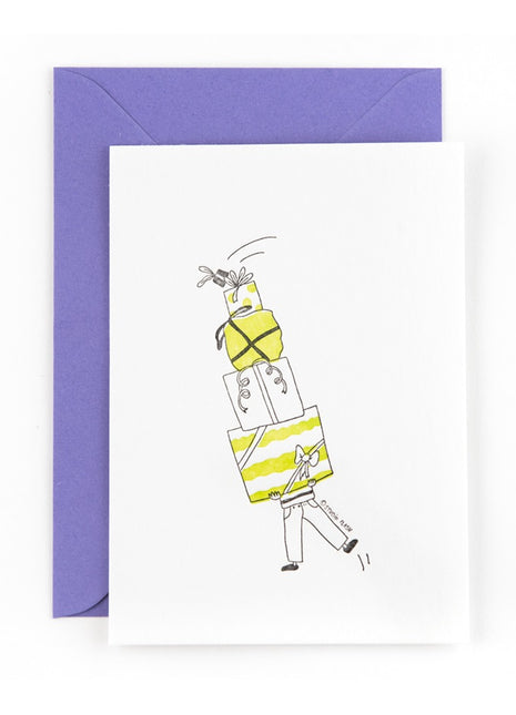 Ansichtkaart / Wenskaart - verjaardag - stapel kado's