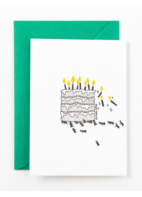 Ansichtkaart / Wenskaart - verjaardag - ant birthday cake