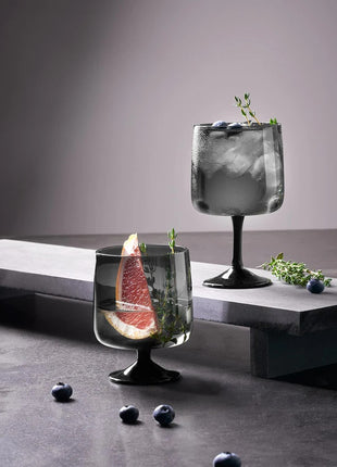53505009 ASA Sarabi mondgeblazen wijnglas lage voet grijs