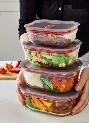 FBGR-BX-PACK4 Black+Blum Glazen Food Box Mixed (XS/S/M/L) - Meal prep - set van 4