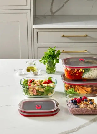 FBGR-BX-PACK4 Black+Blum Glazen Food Box Mixed (XS/S/M/L) - Meal prep - set van 4