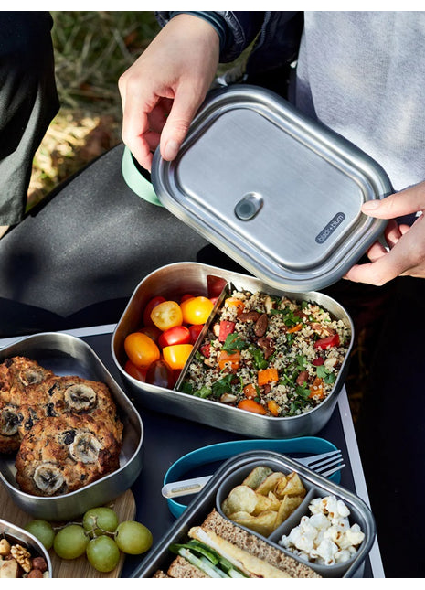 BAM-SS-L005 Black+Blum lunch box lunchtrommel rvs L blauw