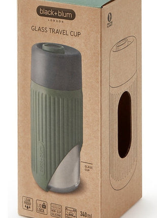 Black+Blum reisbeker / travel mug glas - siliconen hoes - groen